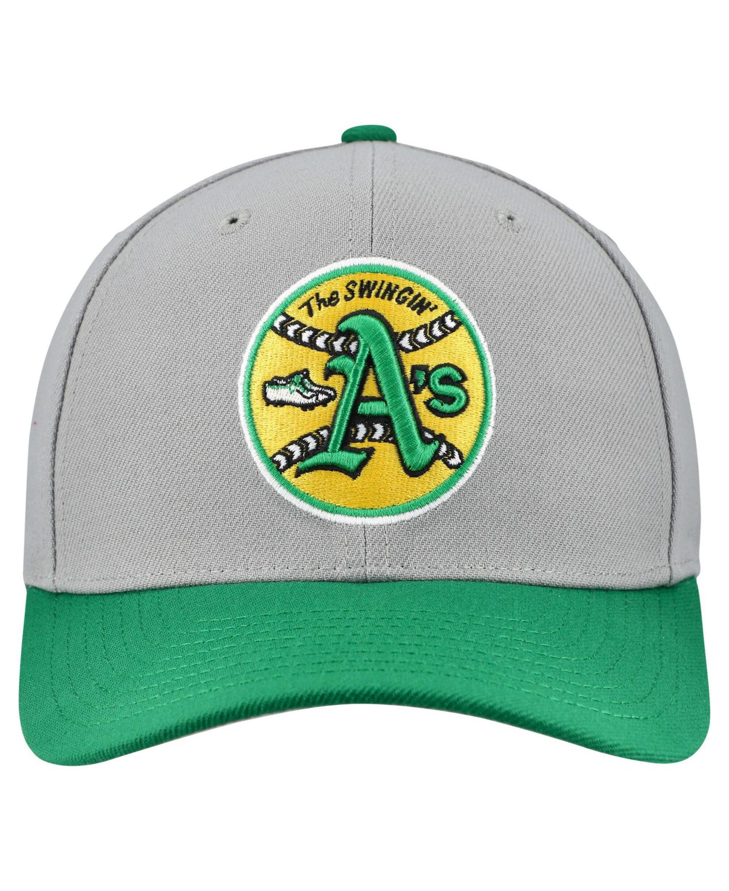 Кепка Mitchell & Ness Gray Oakland Athletics Basic Coop Pro Adjustable Hat — фото 4