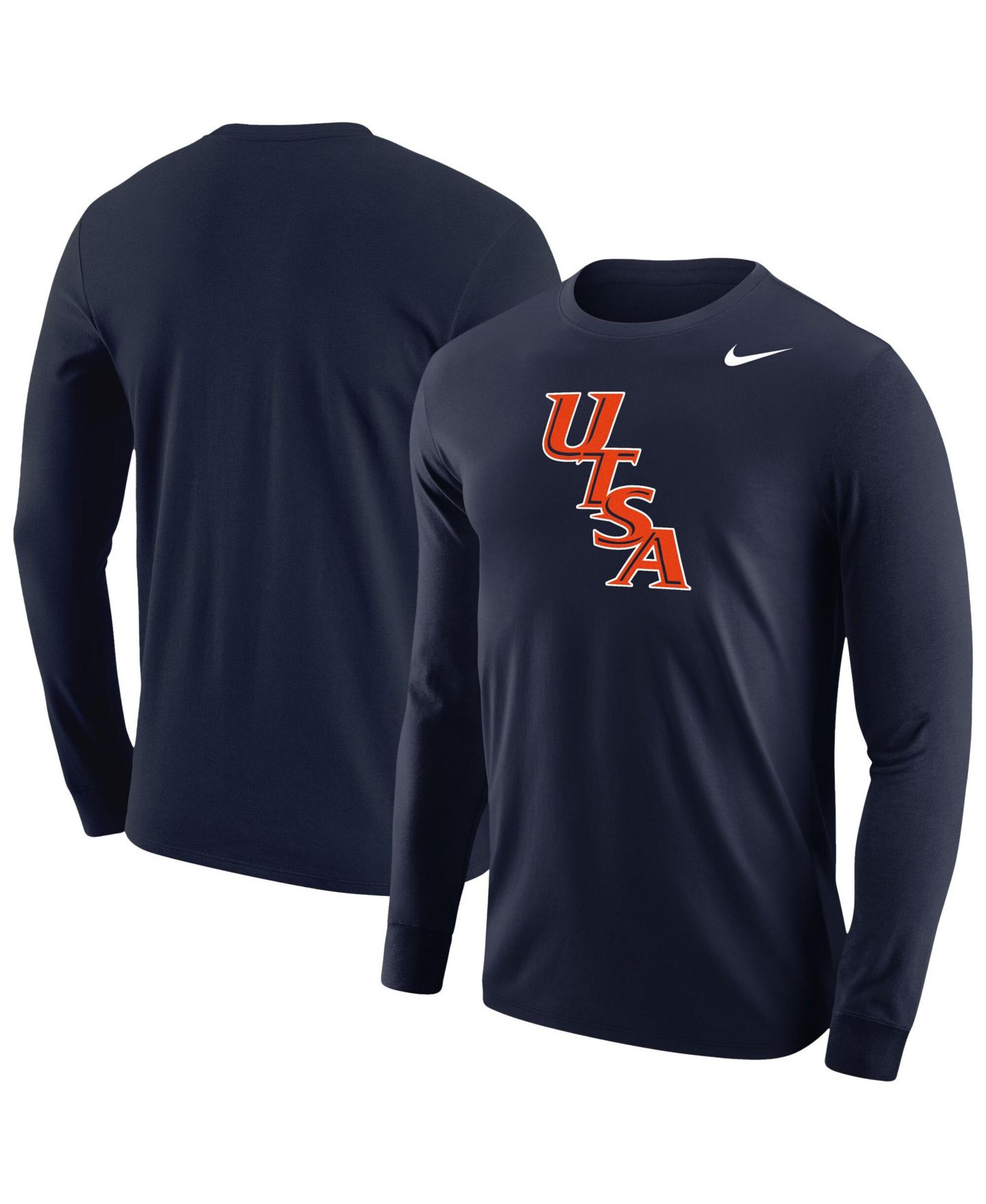 Мужская футболка Nike Navy Utsa Roadrunners Diagonal Logo Long Sleeve — фото 1