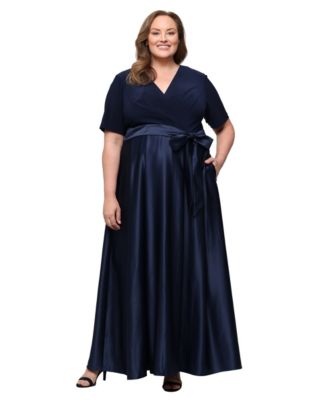 Plus Size Matte Jersey V-Neck Ball Gown