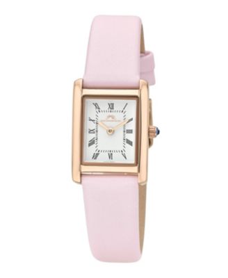 Women's Karolina Rectangular Pink Satin Covered Genuine Leather Band Watch 30 mm