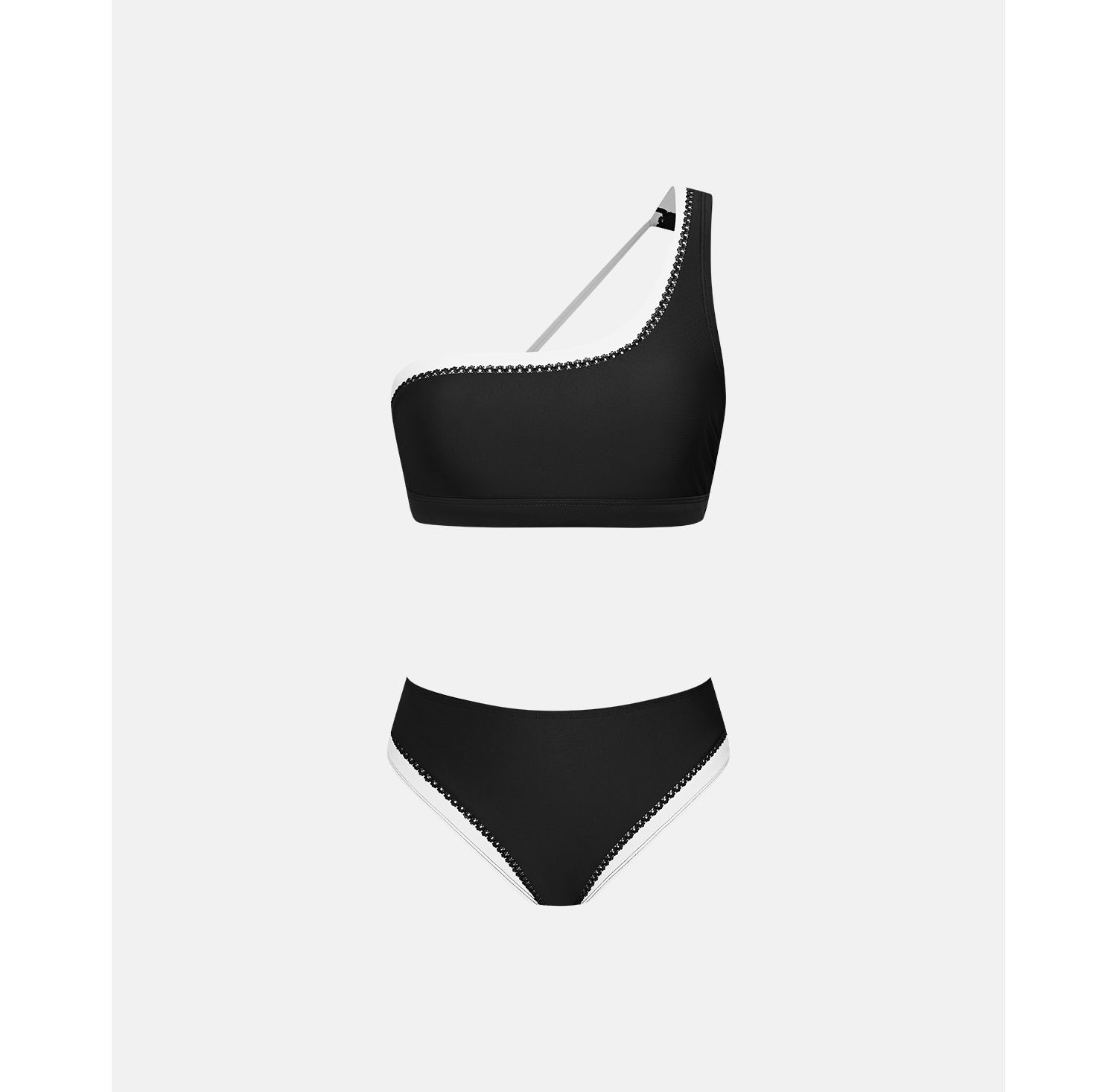 Women's One-Shoulder Scallop-Trim Bikini Set