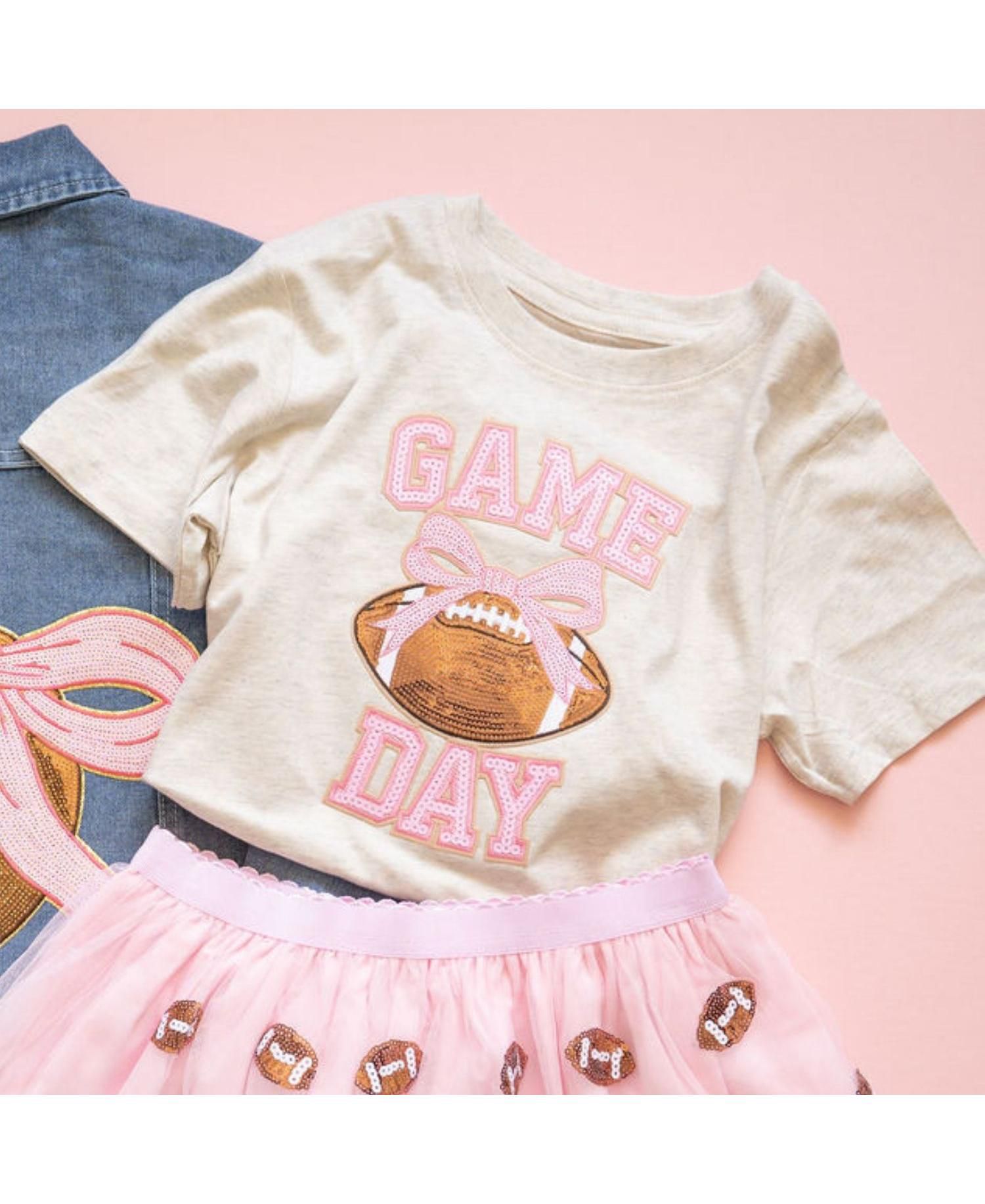 Baby Girls Game Day Sequin Patch Short Sleeve T-Shirt
