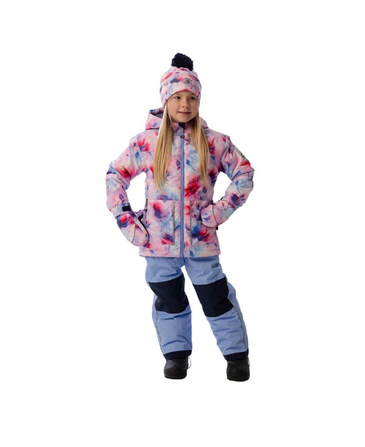 Deux par Deux Toddler Girls (2T-5T)Light Weight Two Piece Chill Snowsuit Printed Flowers