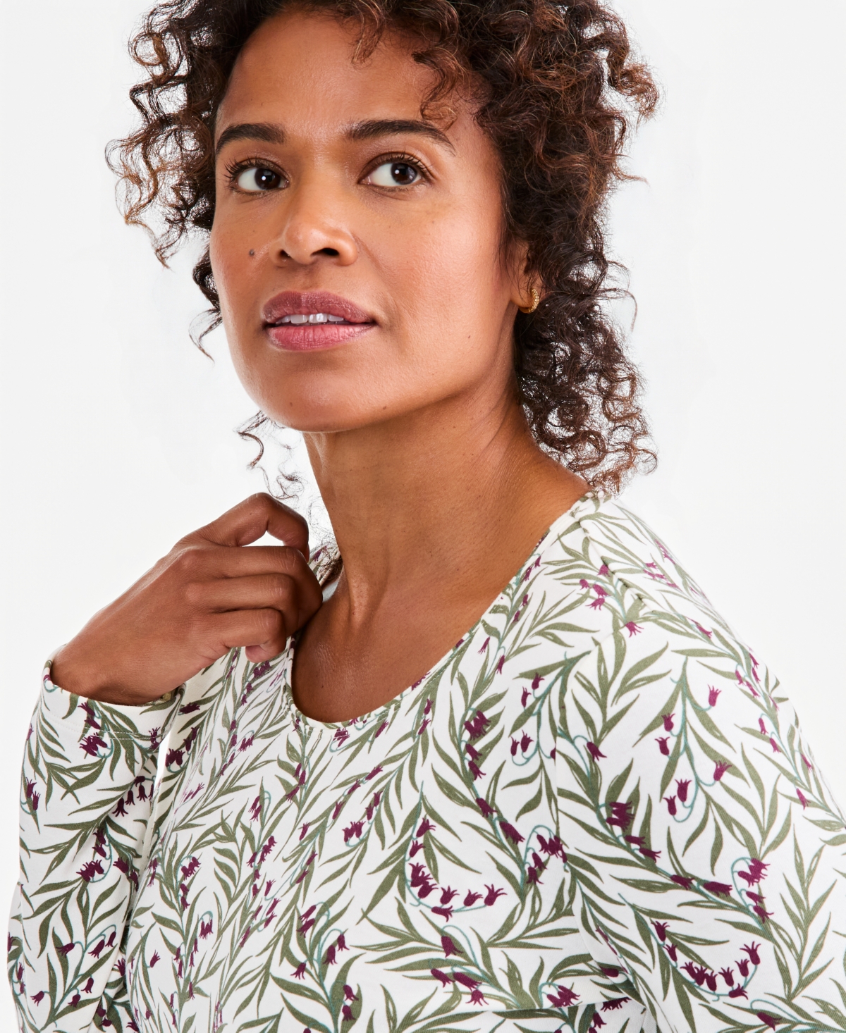 Style & Co Women's Printed Long-Sleeve Scoop-Neck Top, Macy's Exclusive