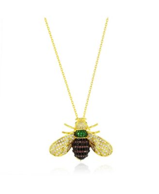 Sterling Silver Cubic Zirconia Bumble Bee Brooch Pendant