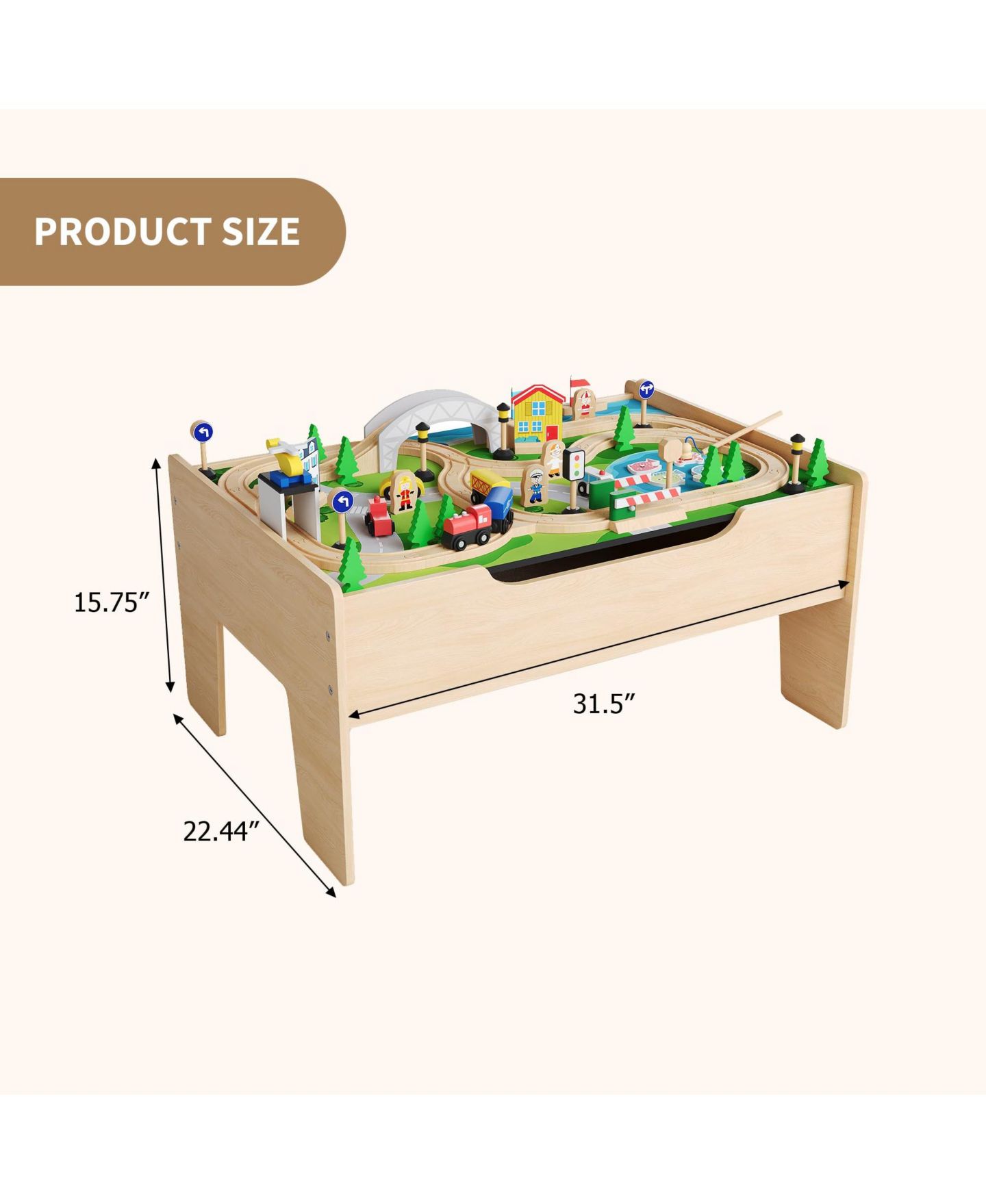 Детские игрушки homfan 84-Piece Wooden Train Table with Storage — фото 2