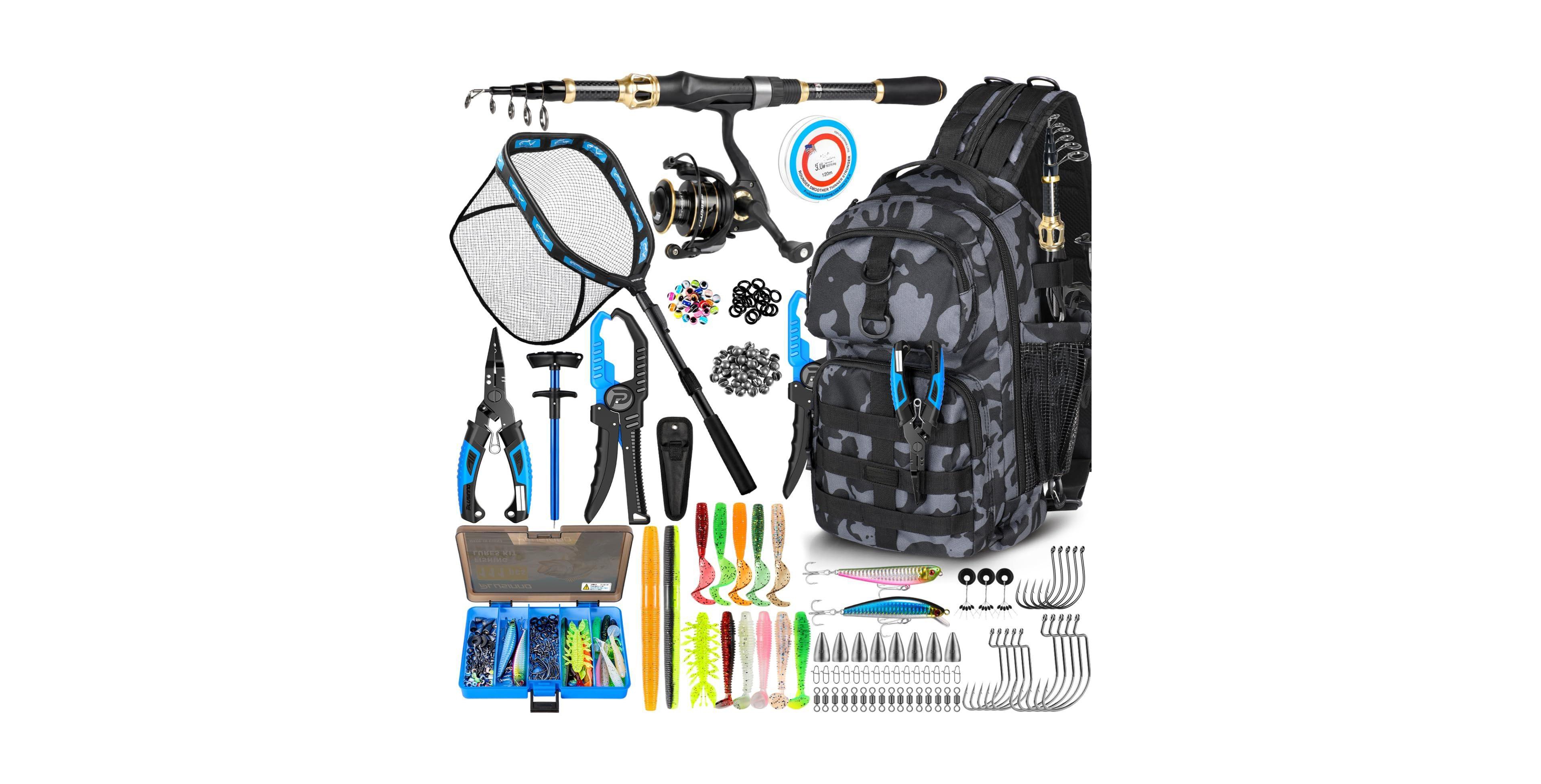Aofar Fishing Rod Reel Tackle Backpack Net Bag Holder set