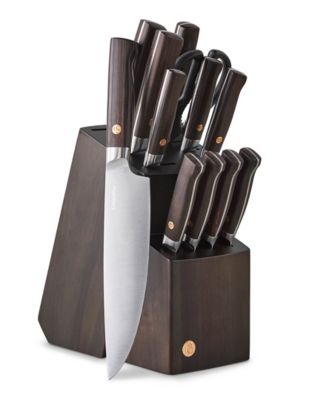 Elite Cutlery Dark-Wood Handles 13-Piece Knife Block Set