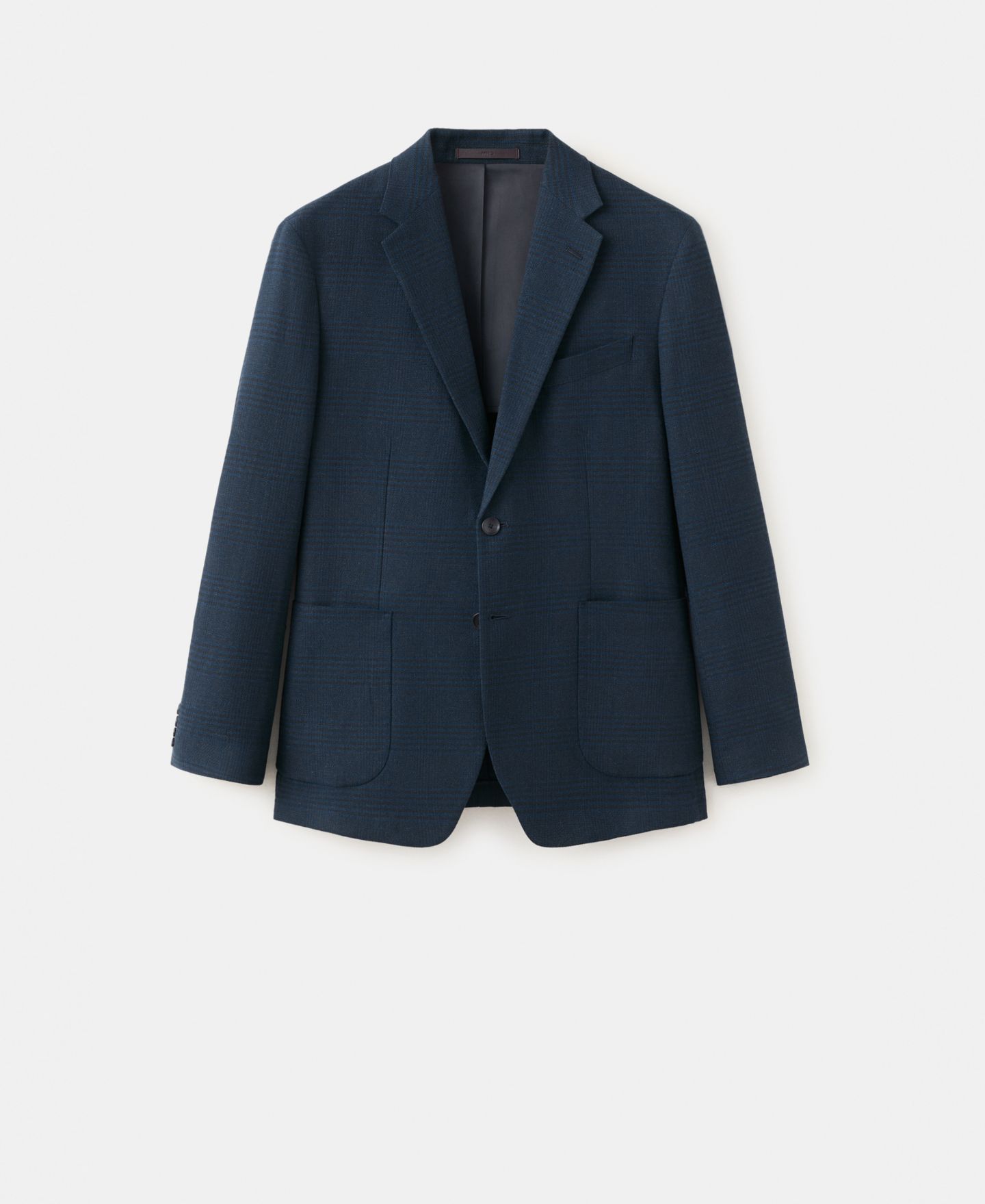 Мужской пиджак MANGO Slim-Fit Striped Linen-Cotton Suit Blazer, цвет: Тёмно-синий — фото 2