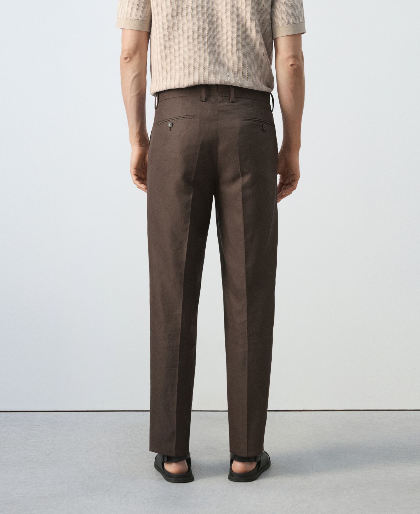 Мужские брюки MANGO Lyocell-Linen-Blend Suit, цвет: Коричневый — фото 3