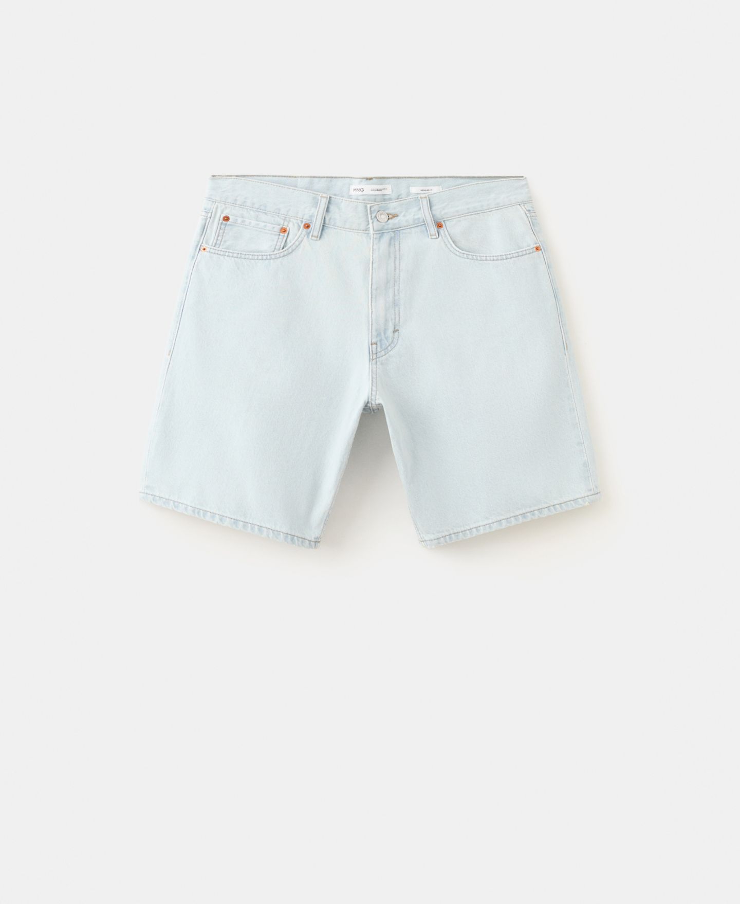 Мужские шорты MANGO Straight-Fit Denim 8.86" Bermuda, цвет: Выбеленный синий — фото 2