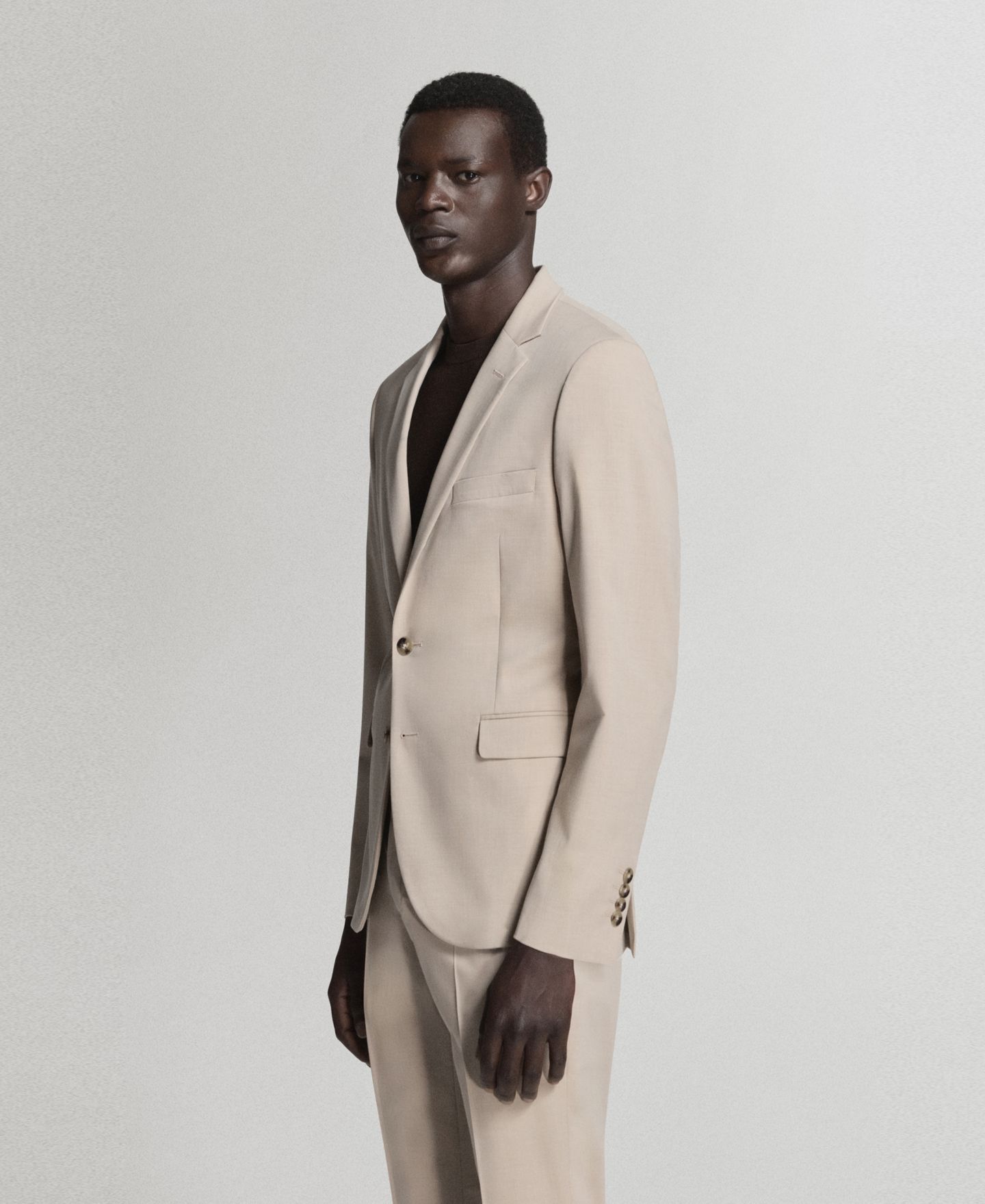 Мужской пиджак Mango Super Slim-Fit Stretch Fabric Suit, цвет: Бежевый — фото 4