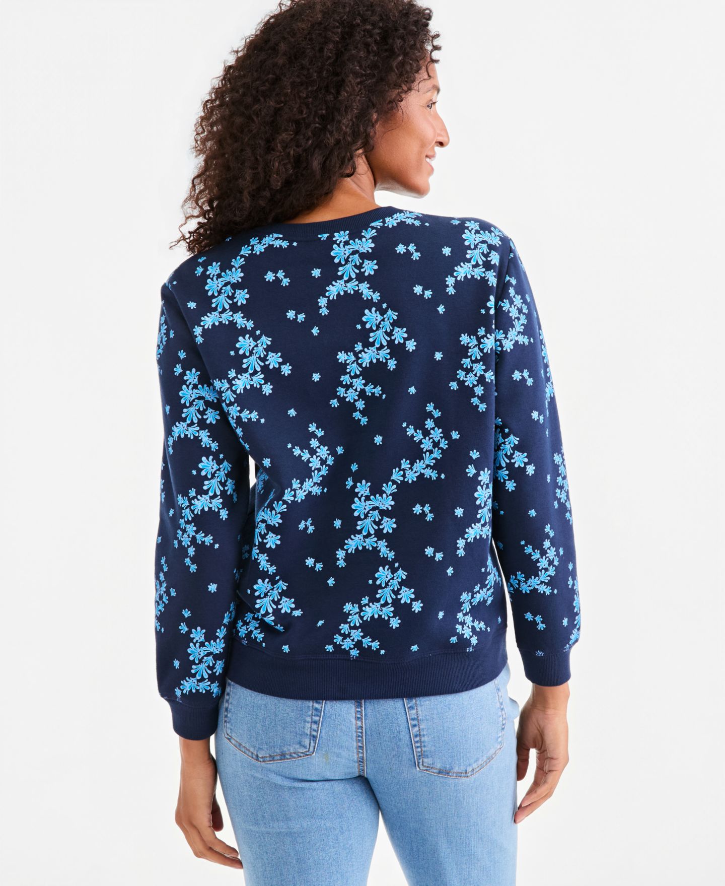 Женский свитшот Style & Co Printed Crewneck, цвет: Синий — фото 4