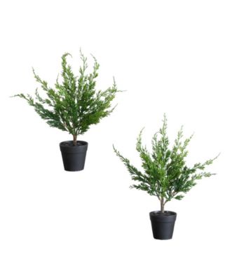 18" Artificial Real Touch Winter Mini Cypress Trees, Set of 2