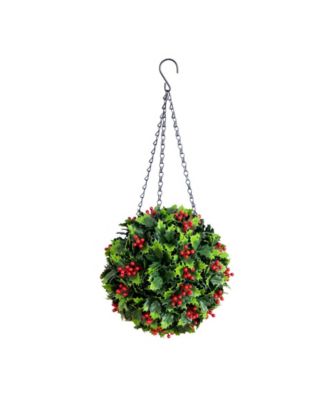 21" Ultraviolet Resistant Artificial Holly Berry Christmas Hanging Ball