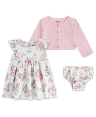 Baby Girls' Babywear Long-Sleeve Cardigan, Dress and Bloomers, 3-Piece Set