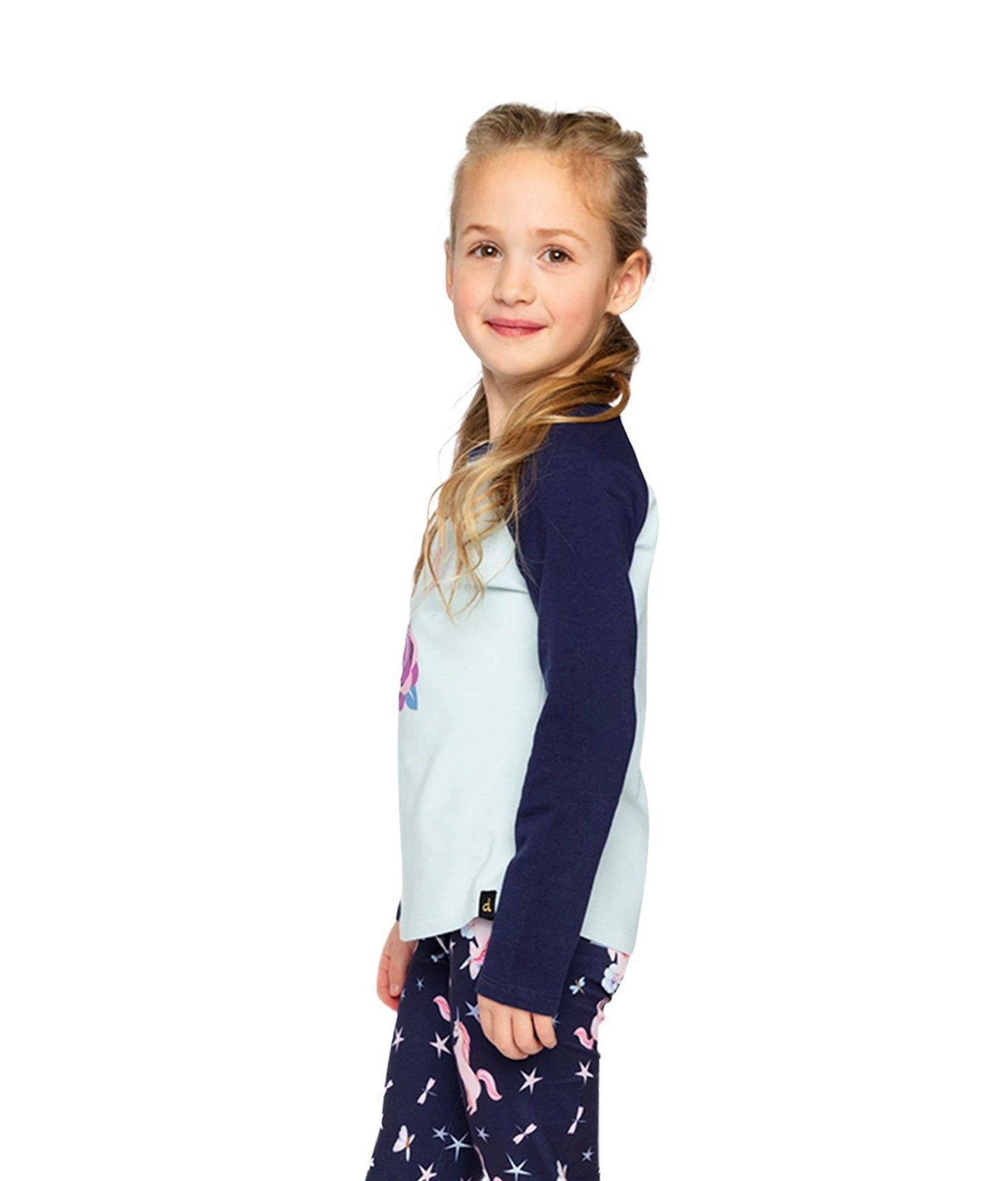 Футболка Deux par Deux Raglan Cotton T-Shirt для девочек-малышей, цвет: Синий — фото 3