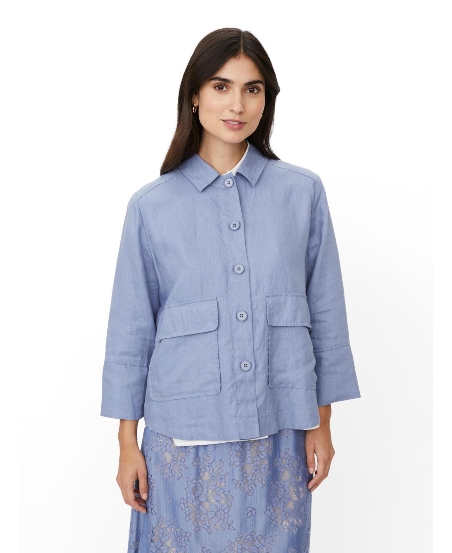 Женская рубашка Masai Copenhagen MaJurelle Linen Overshirt, цвет: Стоунвош — фото 1