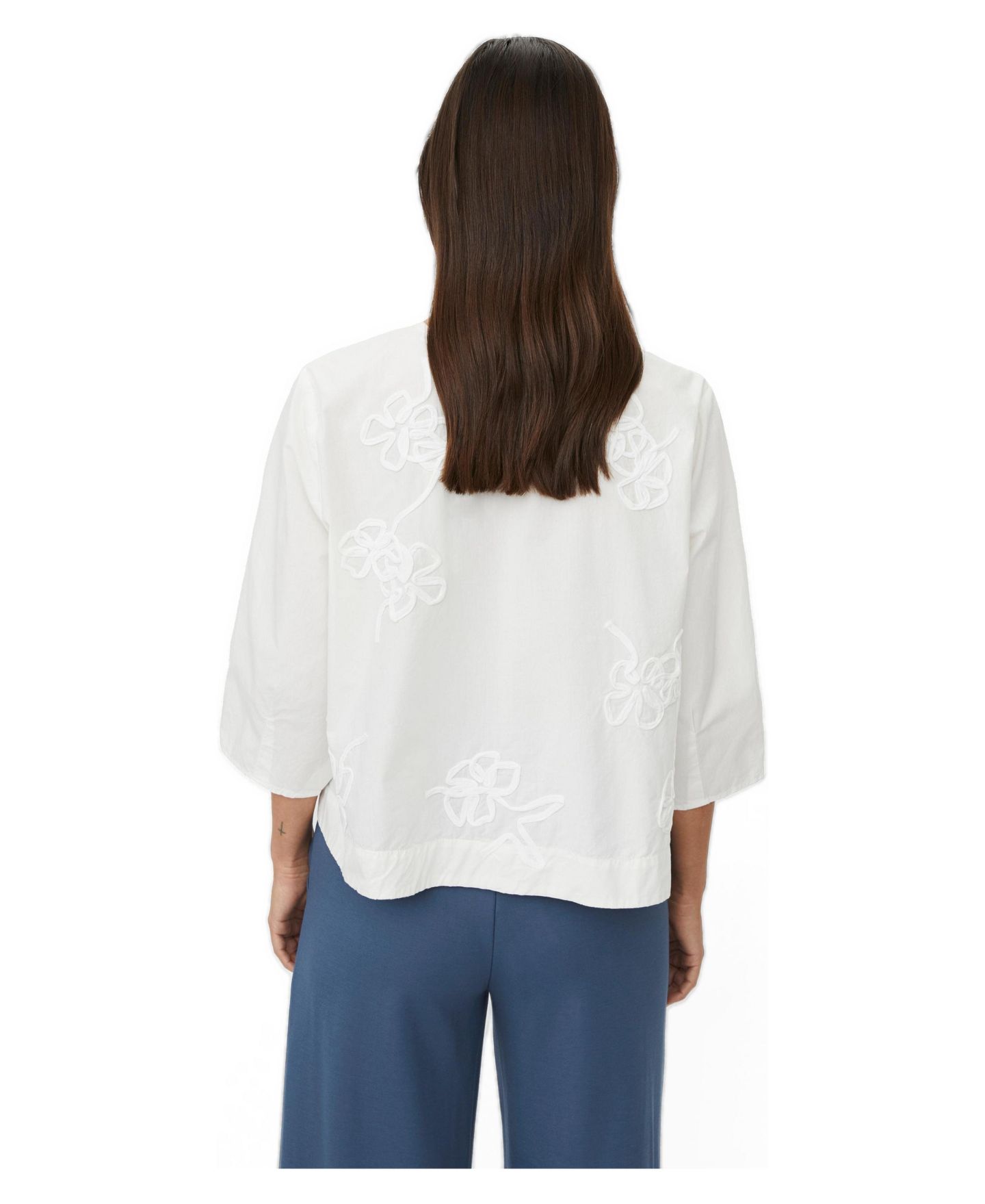Женская блузка Masai Copenhagen MaDrenithra Embroidered Floral-Print 3/4 Sleeve, цвет: Чёрный — фото 3