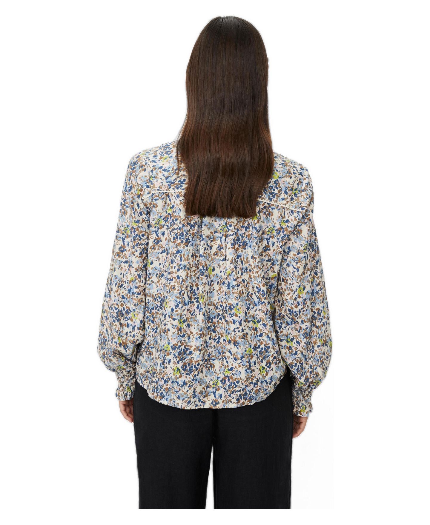 Женская блузка Masai Copenhagen MaDionelle Floral Mandarin Collar Long-Sleeve, цвет: Синий — фото 3