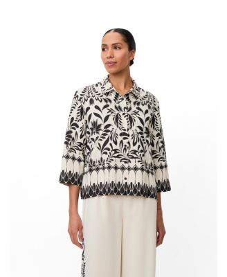 Women's Maisolde Garden Floral Boxy-Fit 3/4-Sleeve Shirt