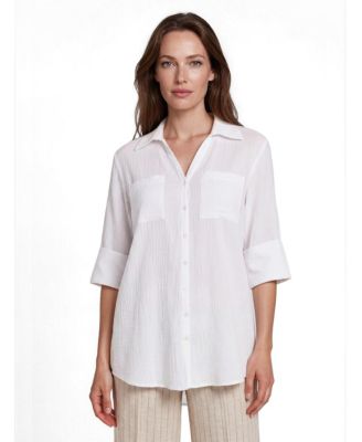 Women's Mairara Seersucker Button-Front 3/4-Sleeve Shirt