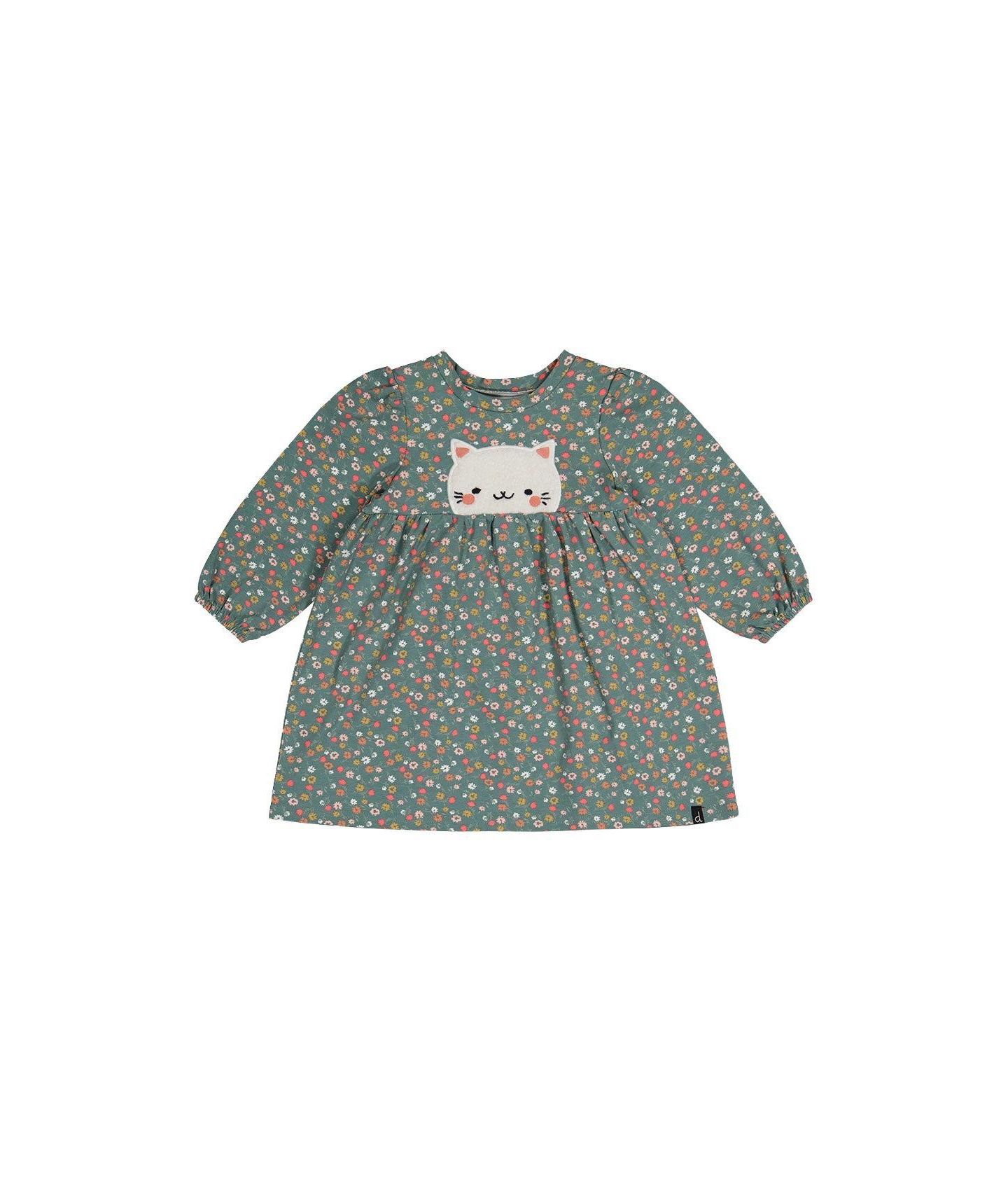 Платье Deux par Deux Cotton Printed Dress для девочек, цвет: Зелёный с принтом — фото 1