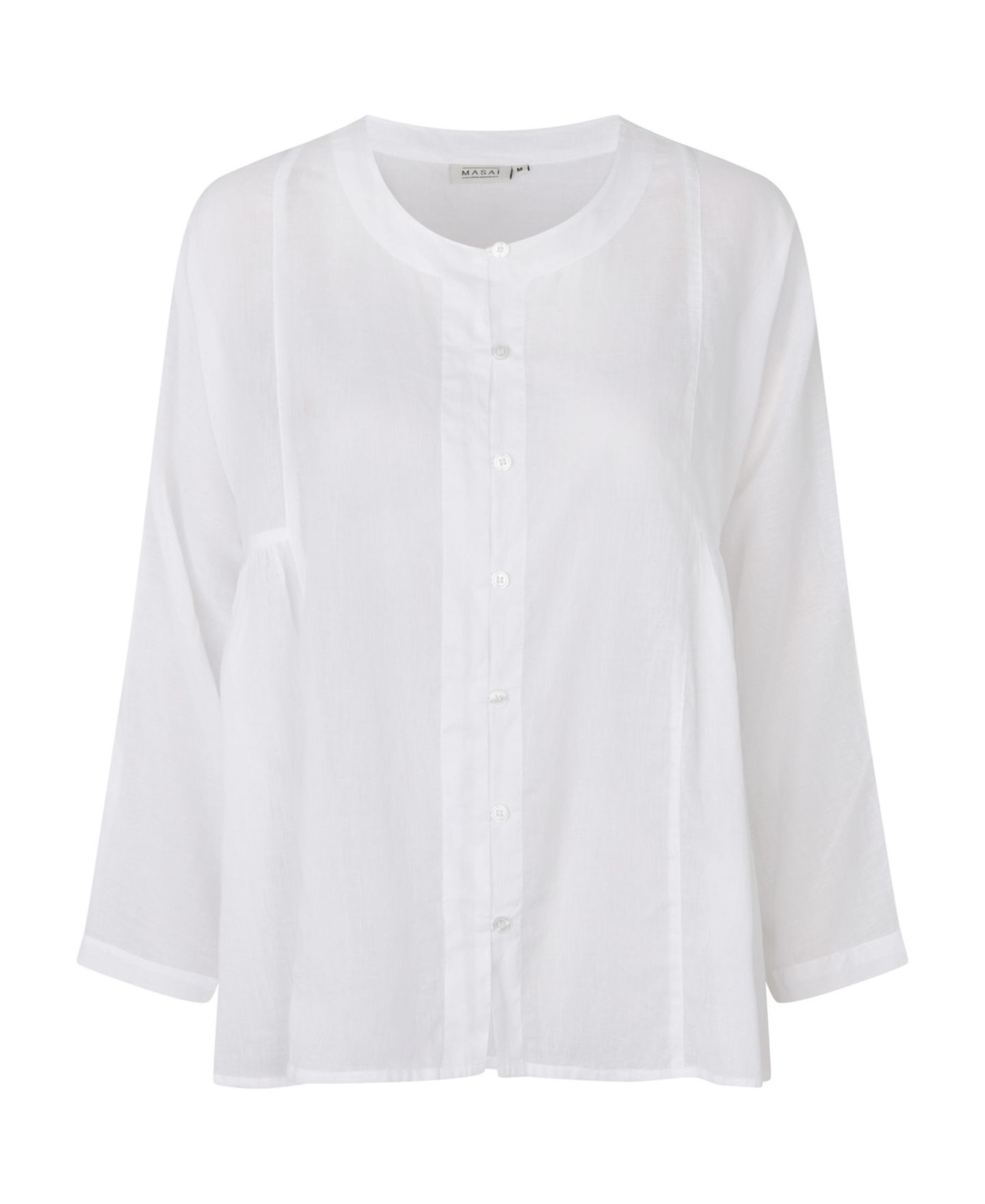 Женская блузка Masai Copenhagen MaIanelle Long-Sleeve Cotton Button-Up, цвет: Белый — фото 6