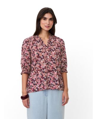 Women's Mabrenitha Floral-Print Mandarin Collar 3/4-Sleeve Blouse