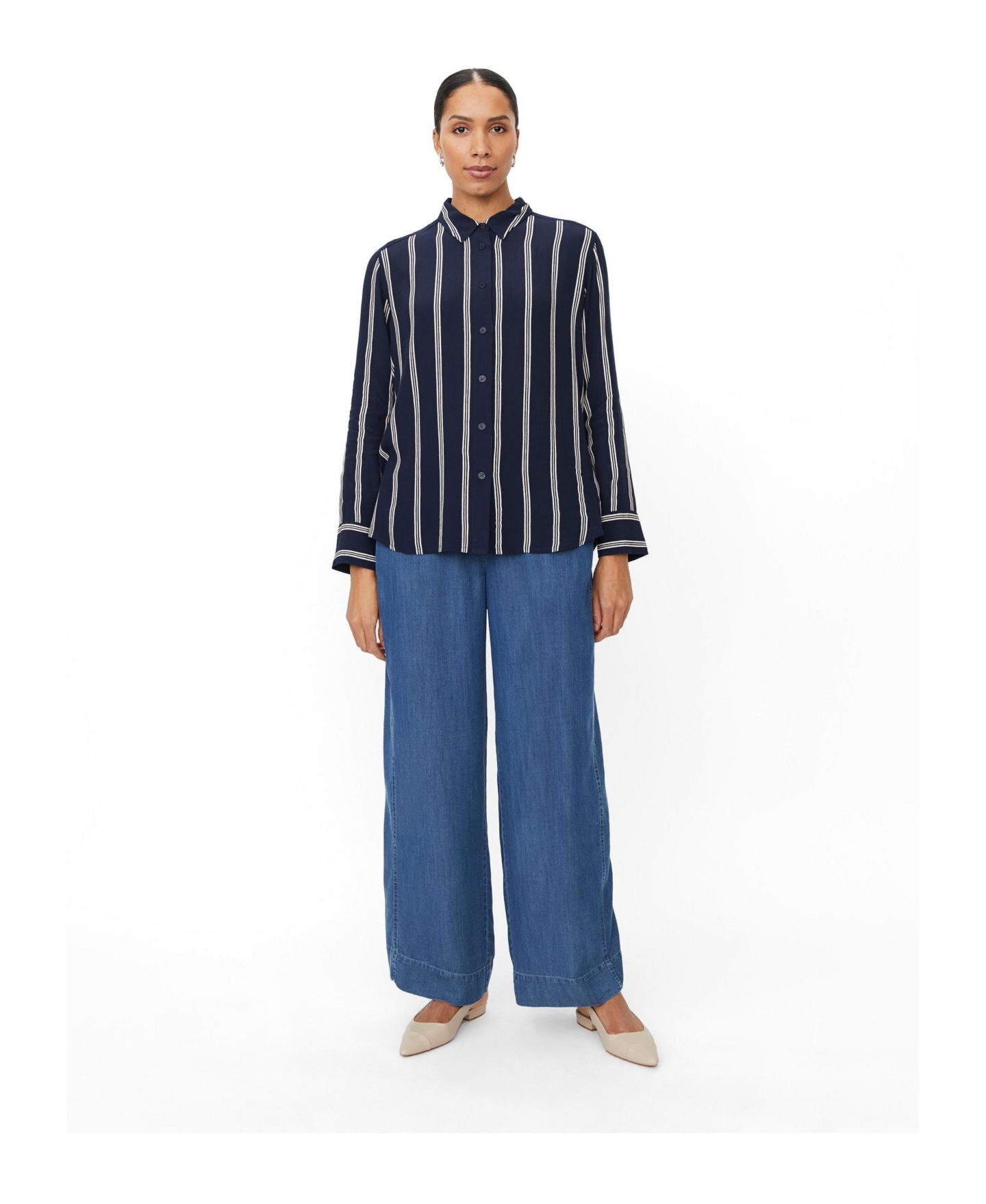 Женская рубашка Masai Copenhagen Mairvela Striped Long-Sleeve, цвет: Тёмно-синий — фото 2