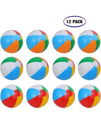 Inflatable Rainbow Beach Balls, 10", Multicolor, 12-Piece Set, Ages 3+