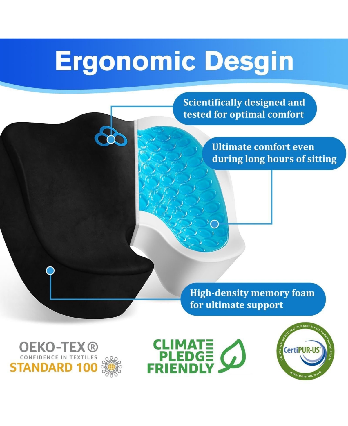 Gnuadz Gel chair cushion Office Memory Foam Anti-slip