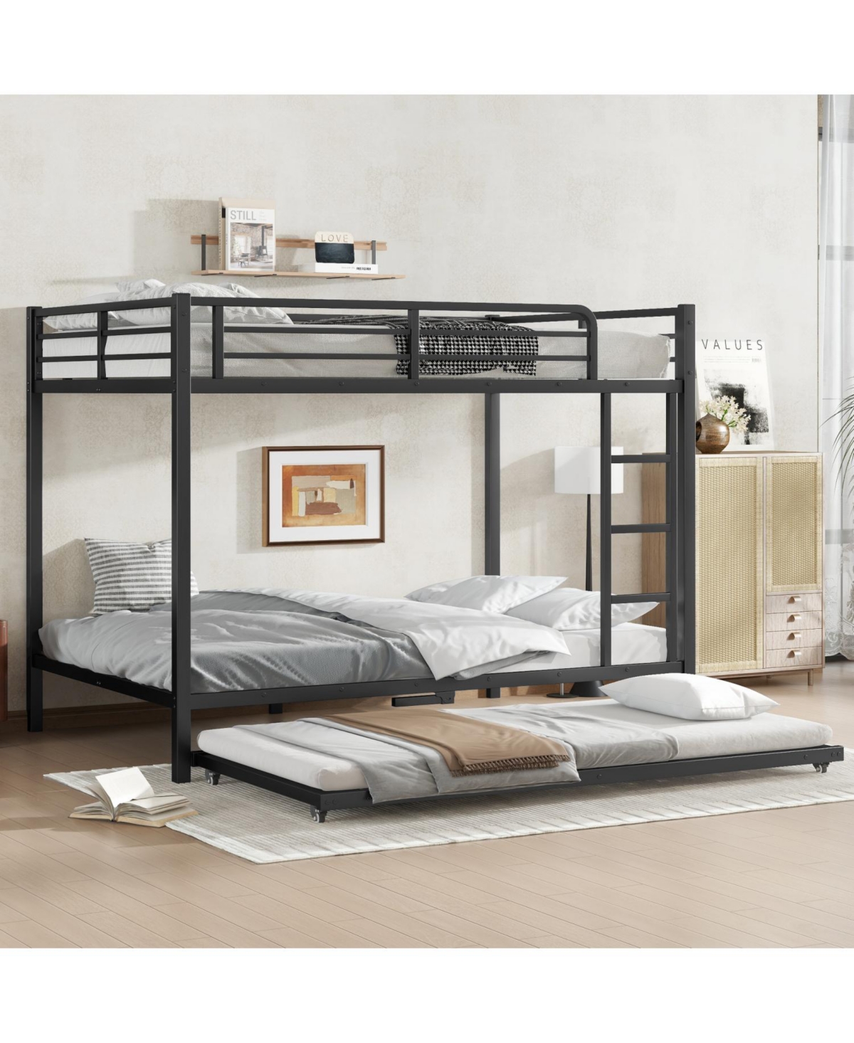 Streamdale Furniture Metal Bunk Bed with Twin Trundle