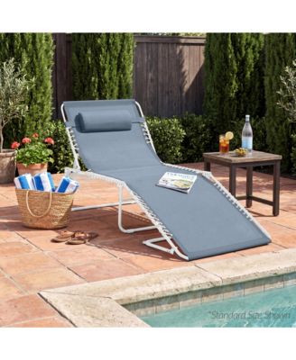Extra Wide Patio Chaise Lounge Chair, Portable Folding Recliner with 8 Positions