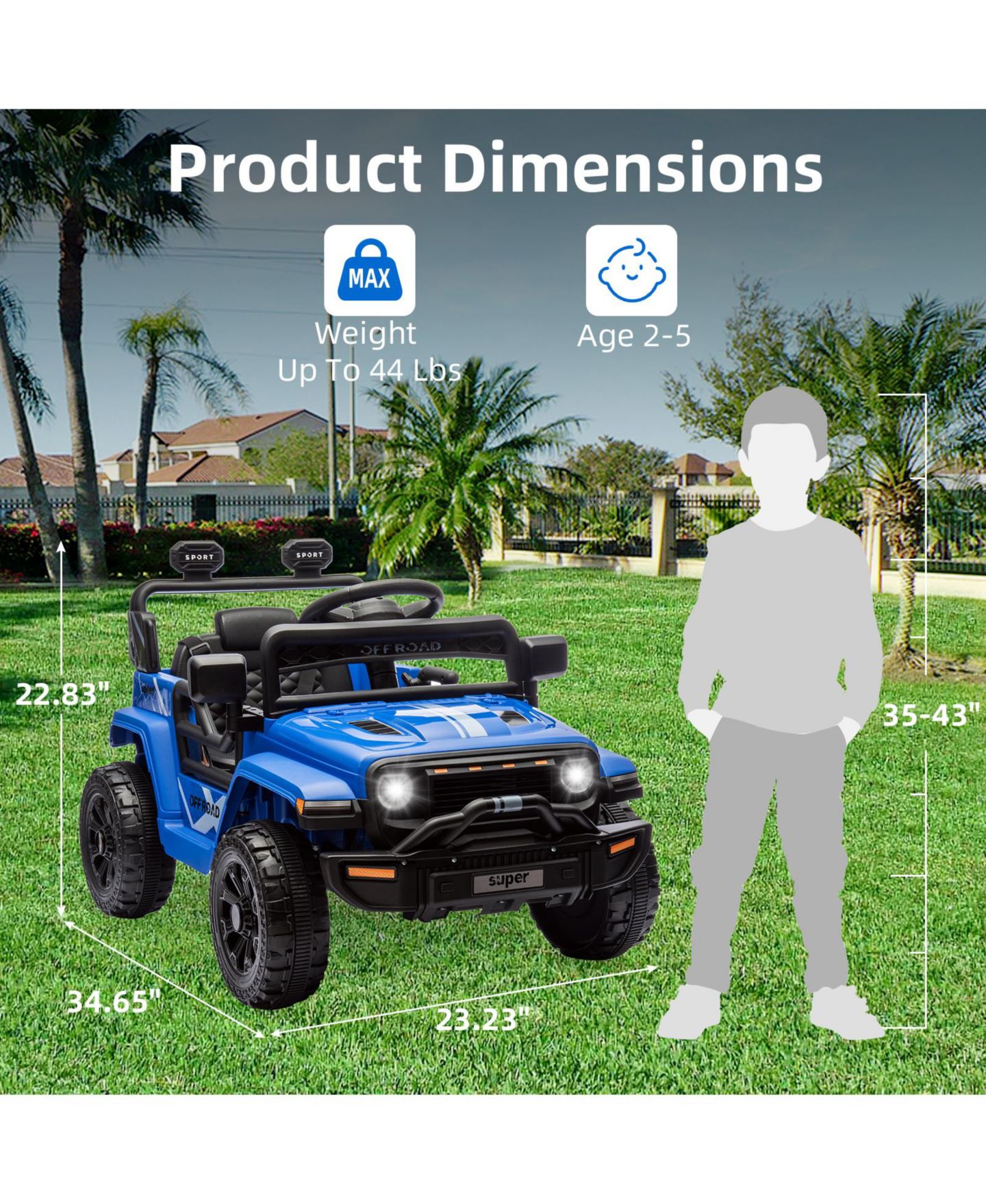 Детская игрушка homfan 12V Plastic and Metal Remote-Control Spring-Suspension Ride-On Truck, 3–5 лет — фото 3