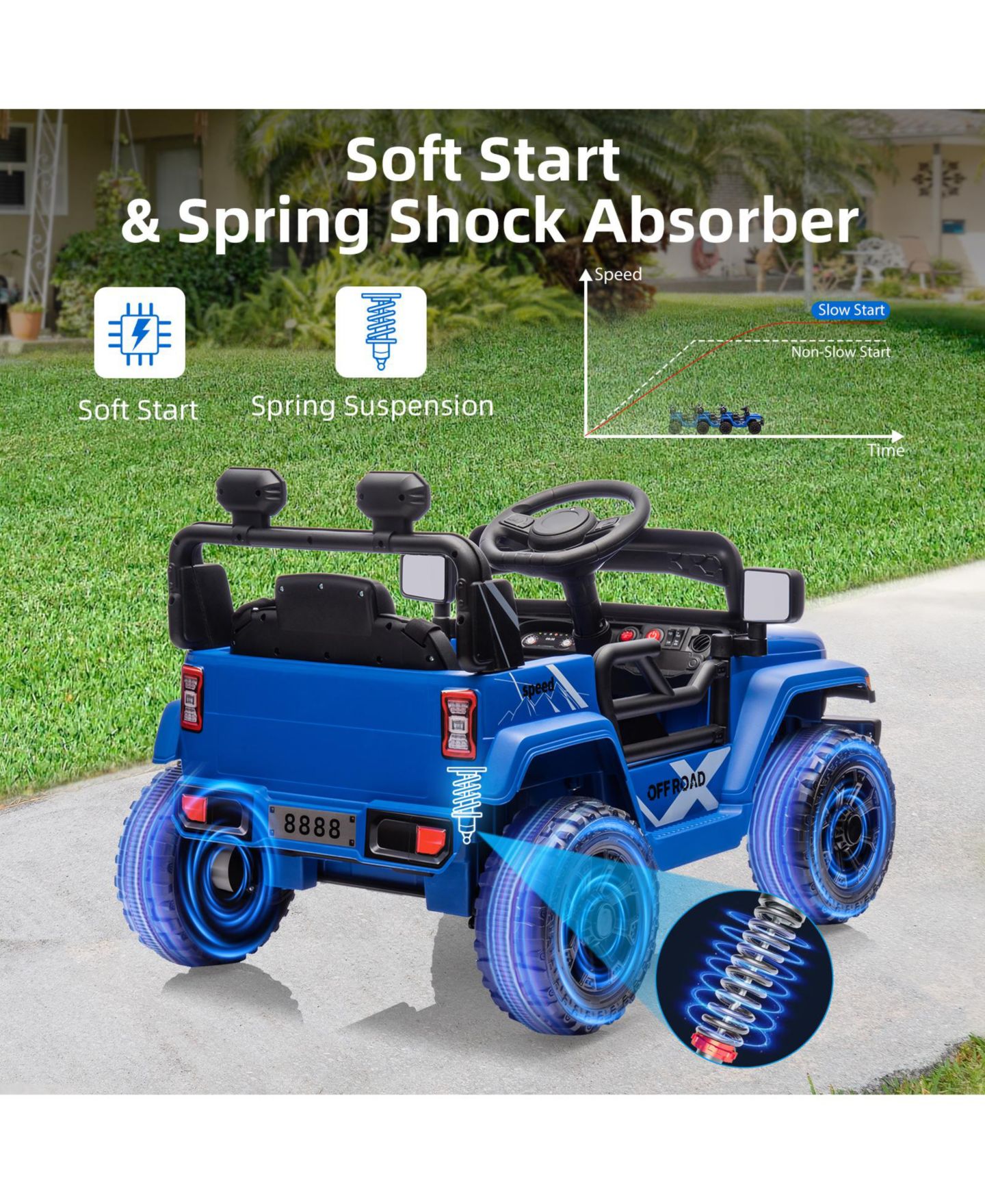 Детская игрушка homfan 12V Plastic and Metal Remote-Control Spring-Suspension Ride-On Truck, 3–5 лет — фото 9