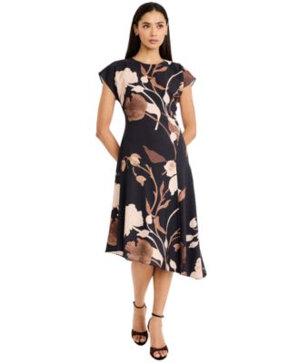 Women's Floral-Print A-Line Wedding Guest Midi Dress