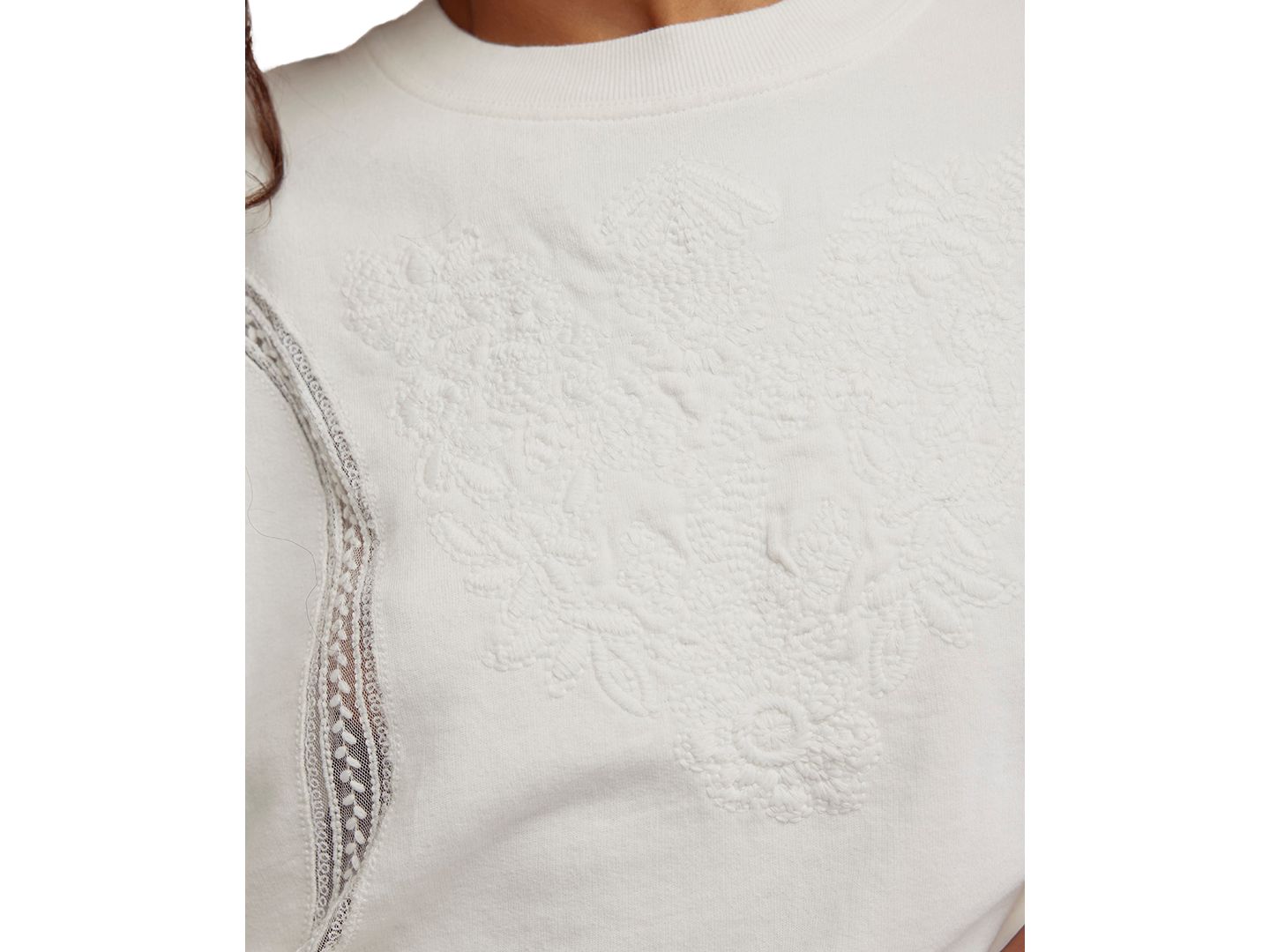 Женский свитшот Free People Love Lace Oversized Sweatshirt, цвет: Слоновая кость — фото 4