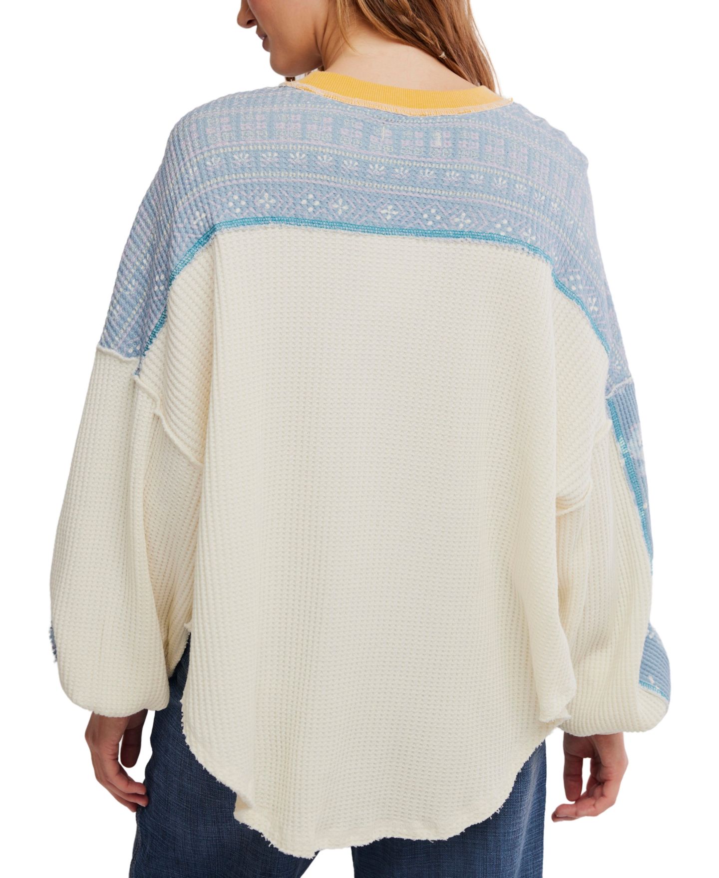 Женская футболка Free People Wildflower Thermal Waffle-Knit Floral-Print, цвет: Прозрачный комбинированный — фото 5