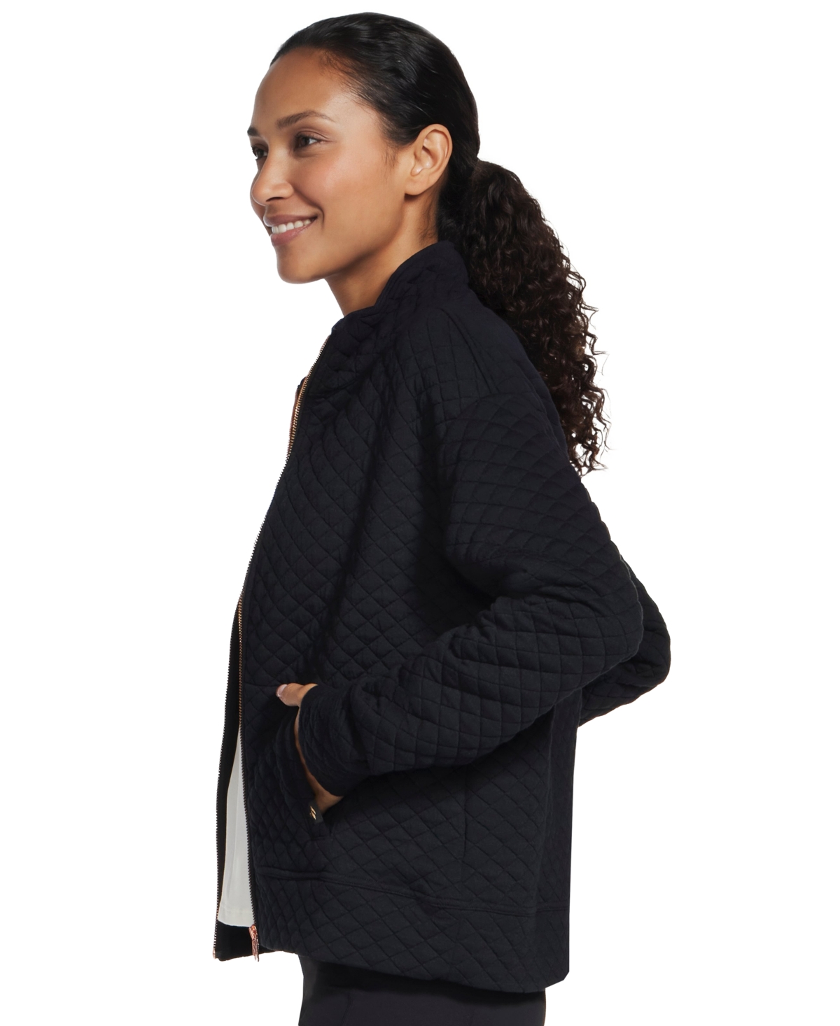 Skechers Women's Go Walk Diamond Quilted Full-Zip Mock-Neck Jacket