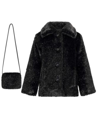 Toddler Girls' 2T-5T Cozy Novelty Fur A Line Jacket with Matching Gift/ Handbag