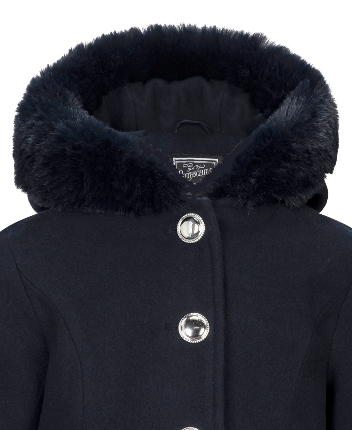 S Rothschild & Co Toddler Girls' 2T-5T Long-Sleeve Hooded Fur Trim Coat With Muff