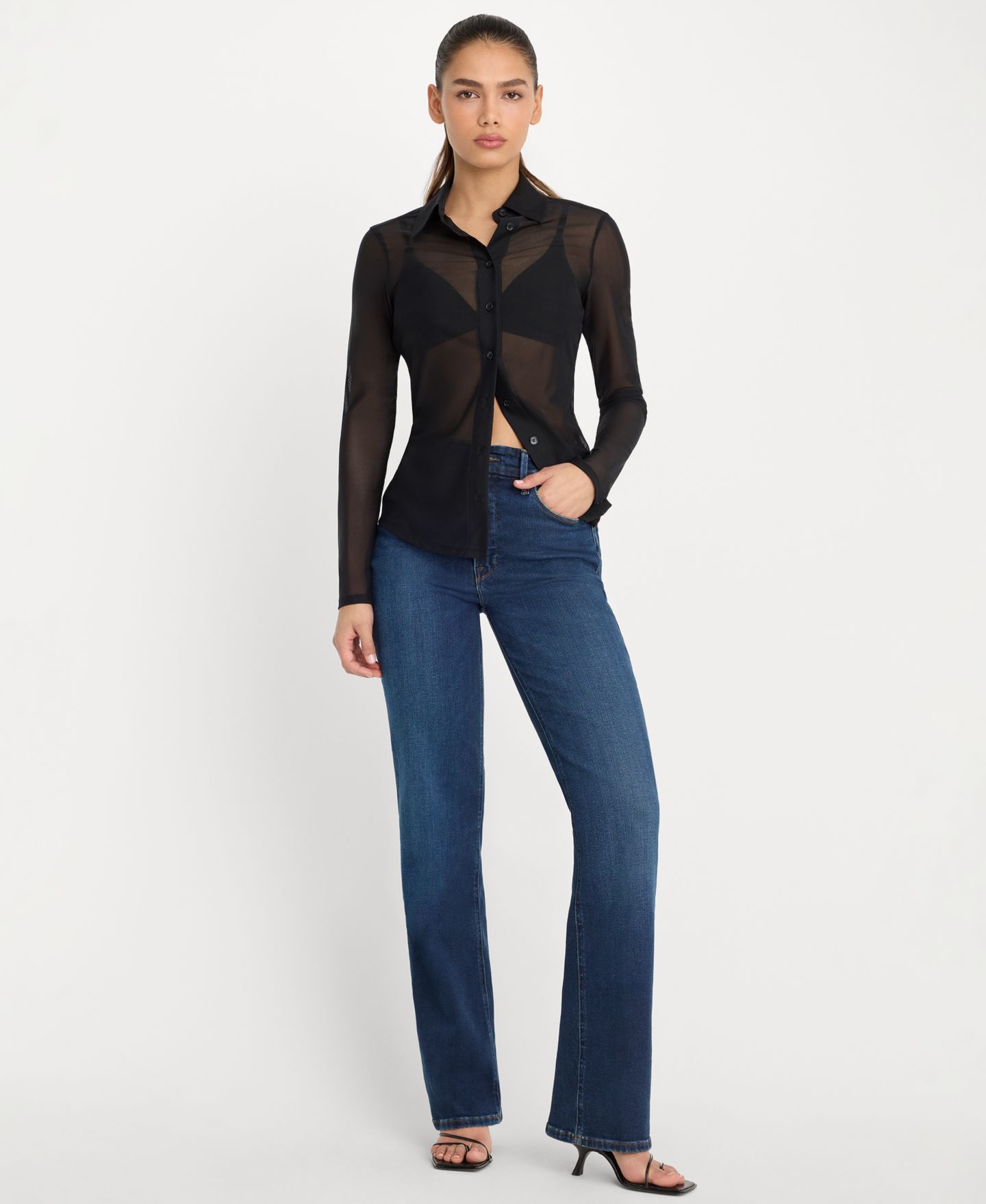 Женские джинсы Good American Soft Tech Good True Straight-Fit Jeans, Regular & Plus Size, цвет: Индиго — фото 2