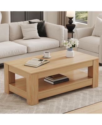 Modern Wood Double-Layered Coffee Table