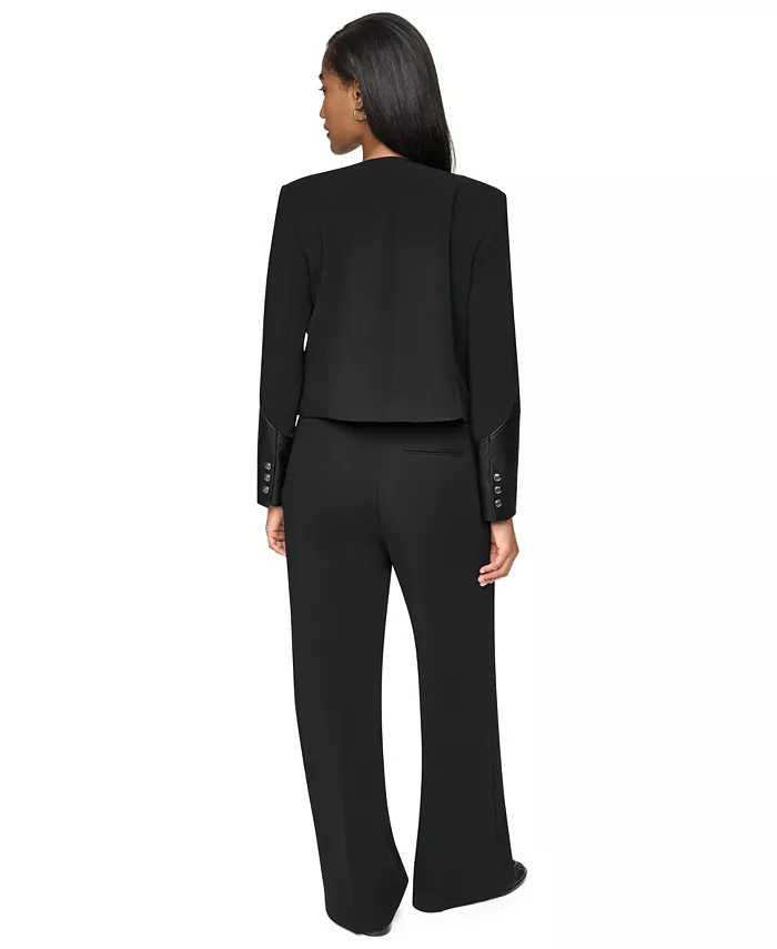 Women's Cropped Collarless Long-Sleeve Jacket - thumbnail 9