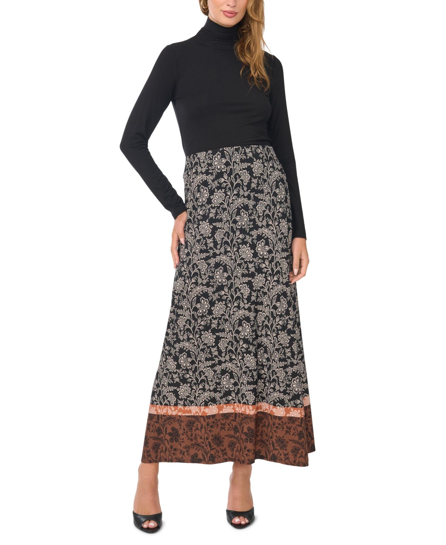 Женская юбка Vince Camuto Floral Maxi Elastic-Waist, цвет: Какао — фото 2