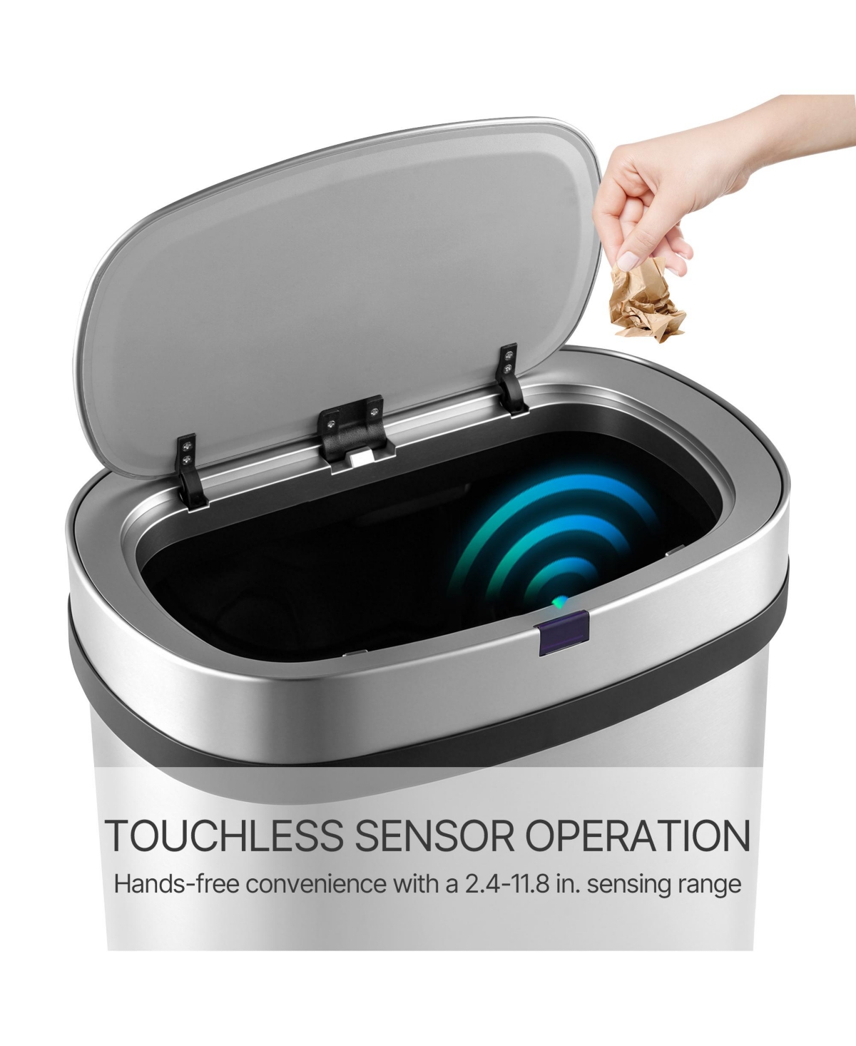 Mega Casa -Gallon Motion Sensor Stainless Steel Trash Can with Trash Bags