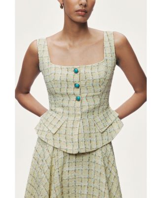 Women's Button Accessory Tweed Bustier