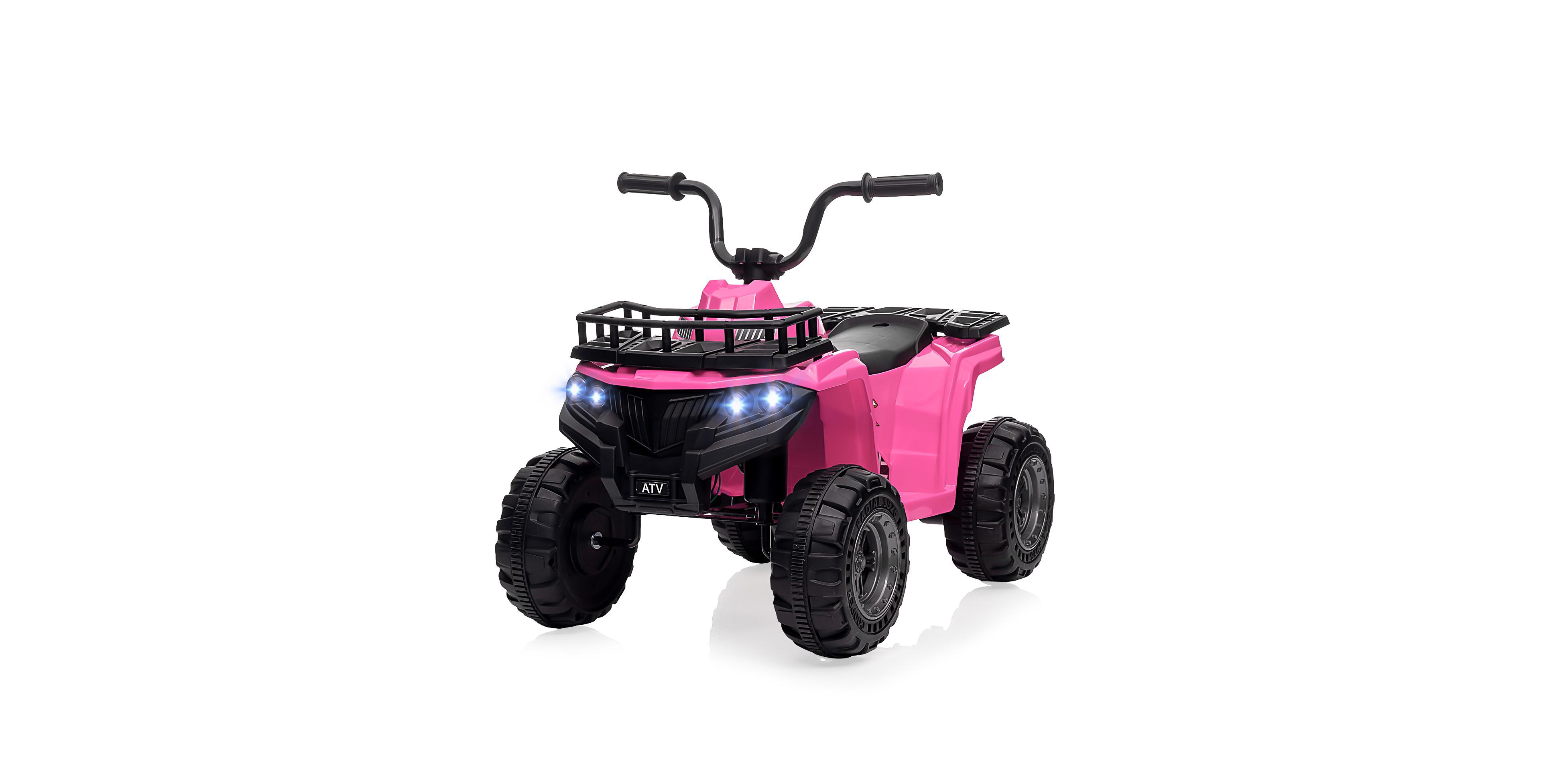 homfan 12V Electric Ride-On Atv Quad – High and Low Speed, Treaded Tires, Rubber Handles, Led Lights – Perfect Outdoor Gift
