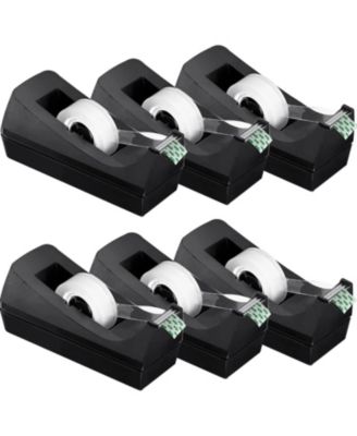 6 Pack Clear Tape Dispenser Set Non Slip Base Desktop Office School Supplies